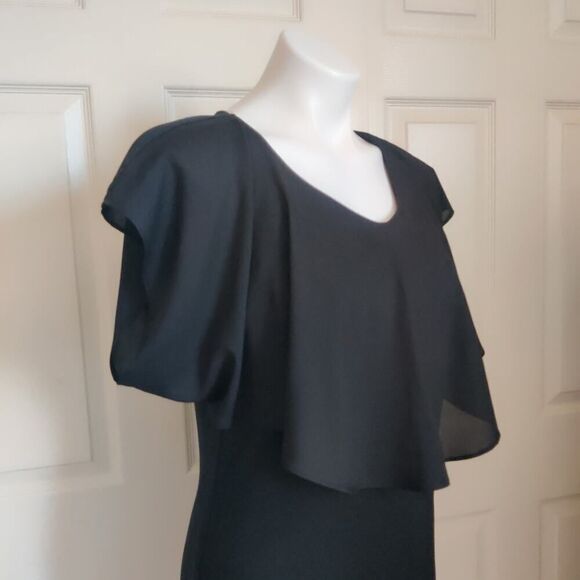Forever 21 black chiffon overlay sheath dress sz M - Picture 2 of 10